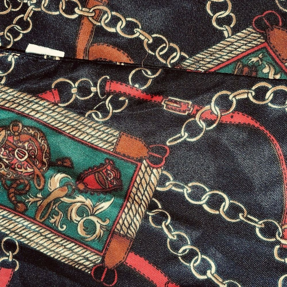 Vintage Unbranded Equestrian Themed Saddle Bridle Scarf Hair Wrap - Picture 3 of 4